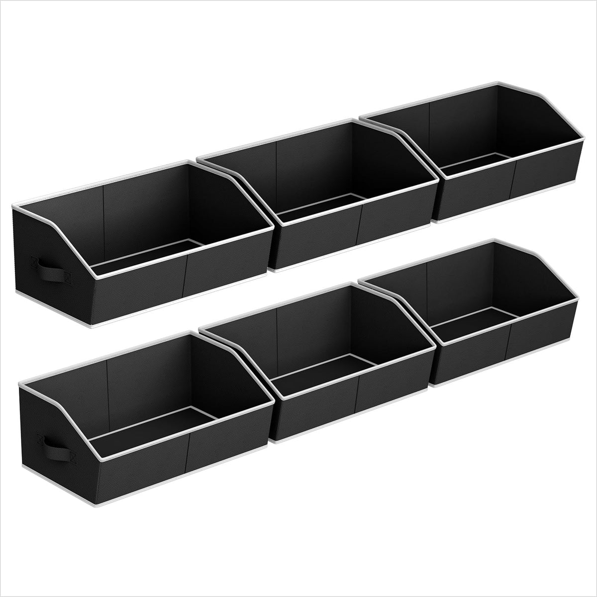 Homsorout Closet Organizers Bins 6 Packs - Large Closet Shelf Organizer with Handles, Fabric Trapezoid Storage Bins, Collapsible Storage Cubes for Clothes, Towels, Light Gray