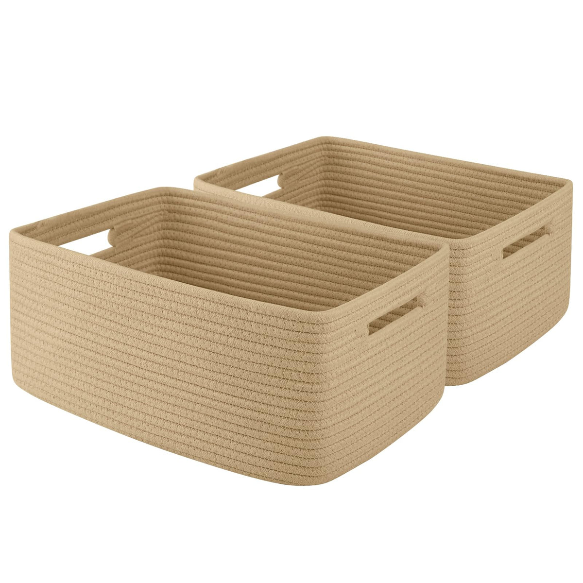 OIAHOMY Storage Basket for Shelves, Closet Cube Storage Bins Baskets for Clothes Blanket Towels, Baby Nursery, Toy Baskets Box, Woven Rope Basket, 15.75 * 11.81 * 7.09 IN, 2 Packs Brown