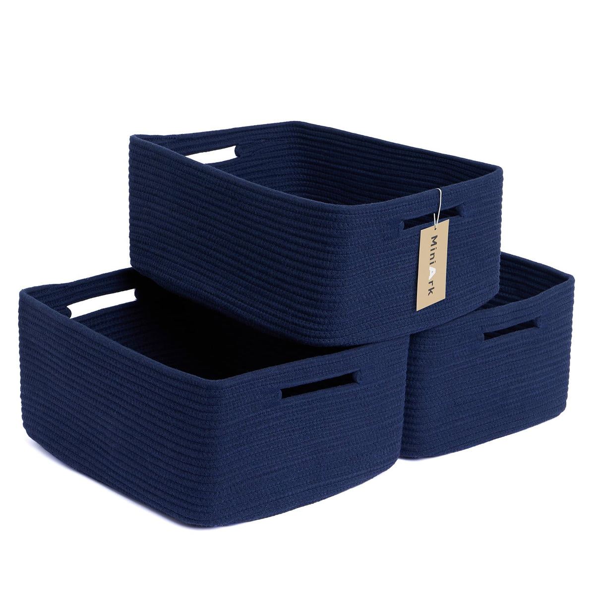 MiniArk Large Storage Baskets for Shelves, 17 x 13 x 7.5” Closet Organizers Bins for Clothes Blanket Towels, Baby Nursery, Toy Baskets Box, Woven Rope Baskets, 2 Packs Gradient Brown