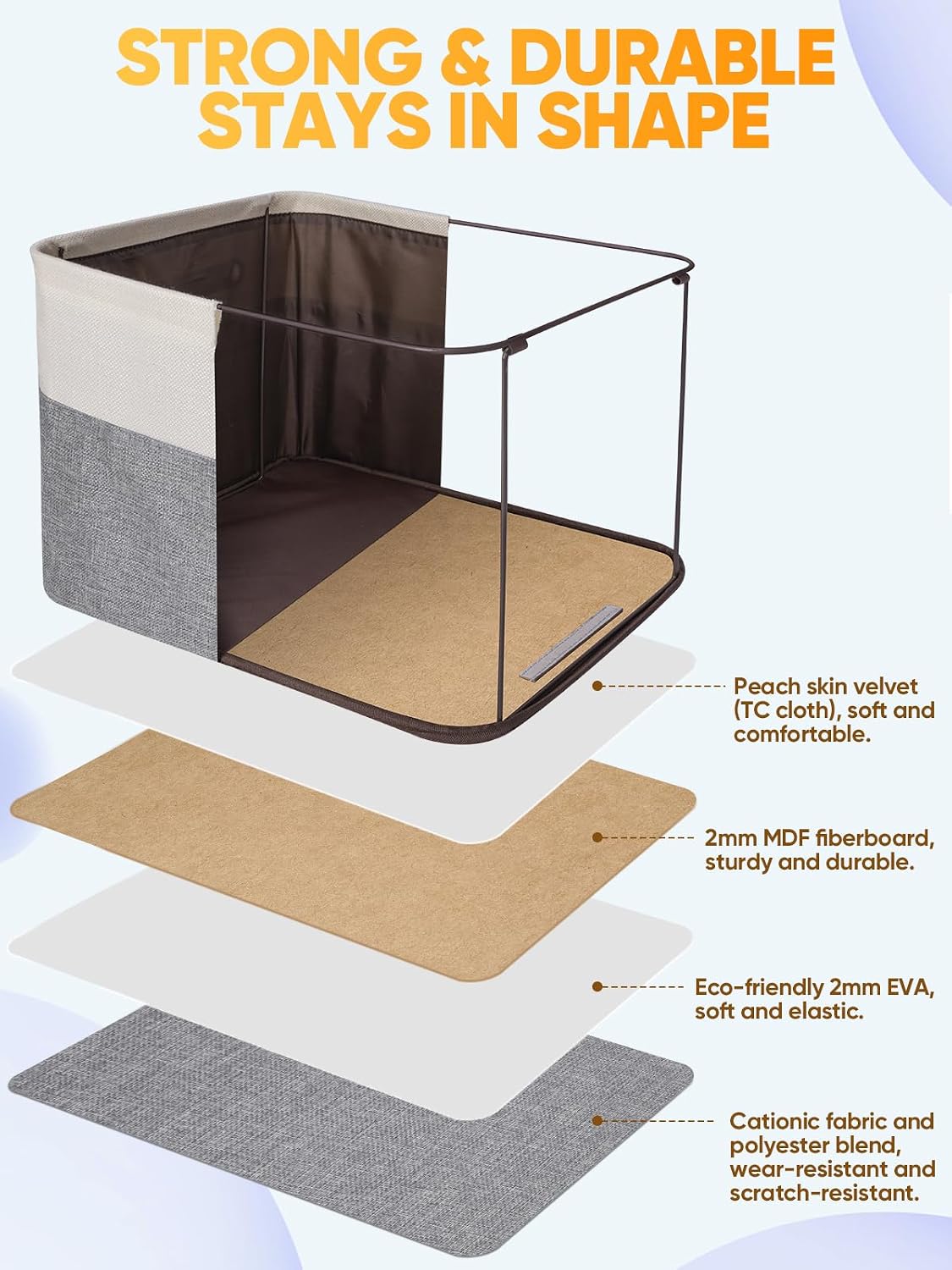 BALEINE 3 Pack Fabric Closet Storage Bins for Shelves, Linen Closet Organizers and Storage, Decorative Baskets for Organizing, Shelf, Clothes, Home, Office (Grey, 15"x11"x9.5")