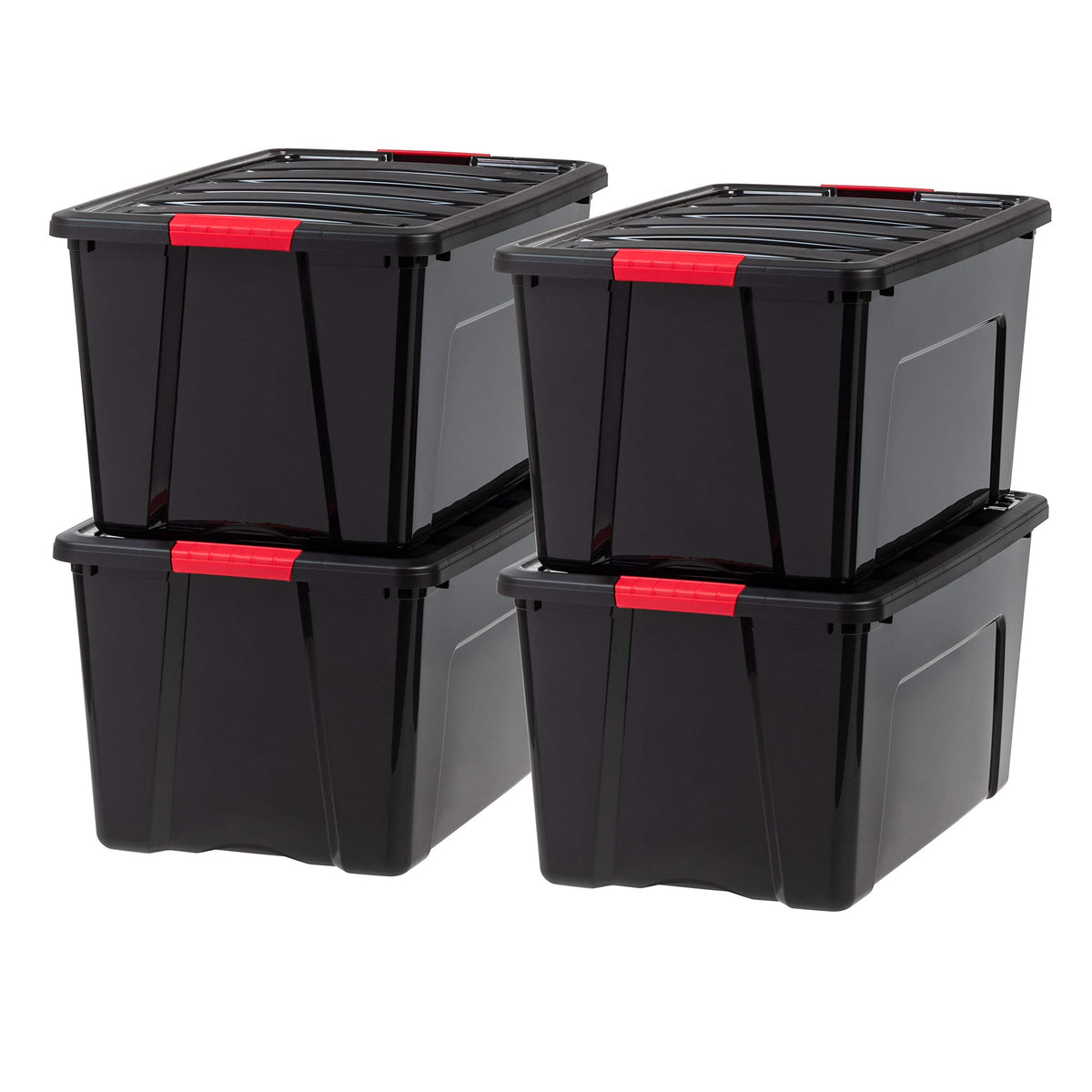 IRIS USA 6-Pack 32 Quart Storage Bins with Lids, Black