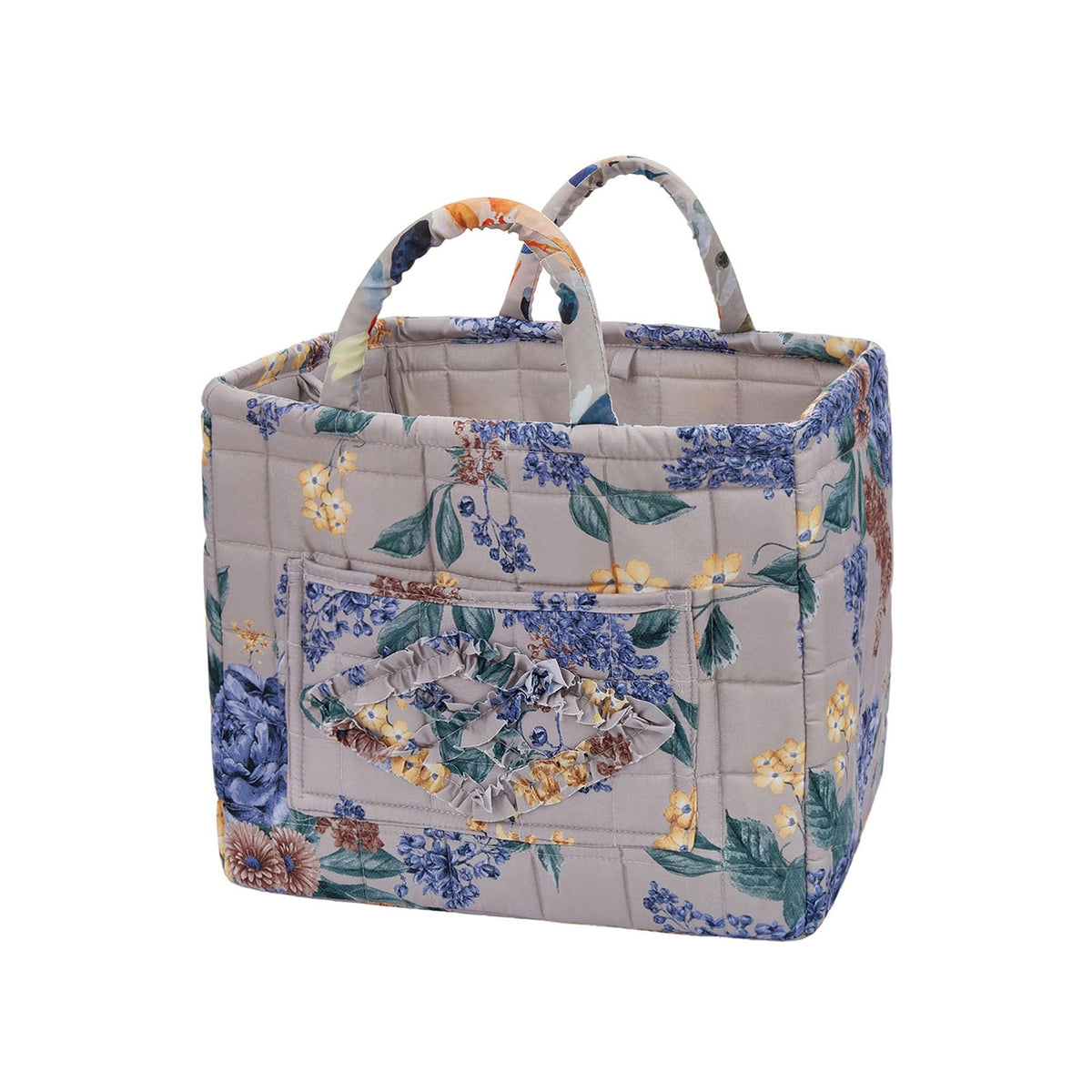 Boho Fabric Storage Basket, Large Capacity Laundry Basket, 12.2'' x 10.23'' x 10.23'' Collapsible Laundry Hamper with Easy Carry Handles (B Multi-Color 1, L)