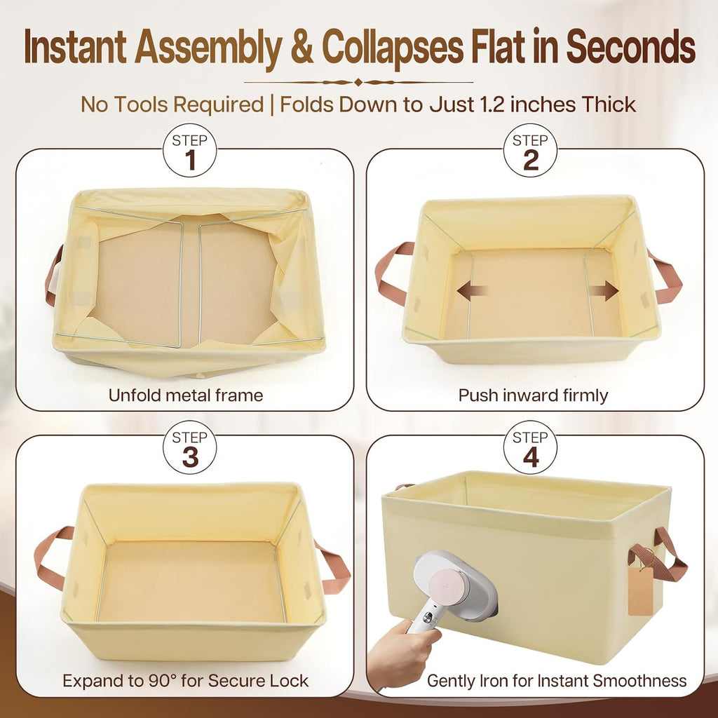 15-Inch Long Fabric Storage Bins 6 Pack for Shelves with Handles