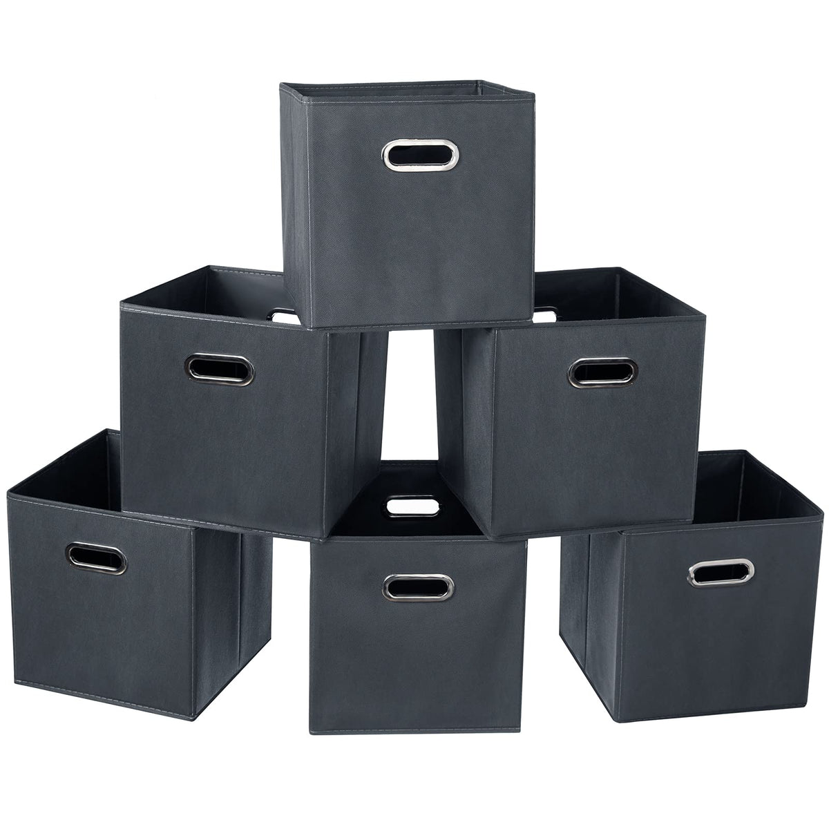 Fabric Cloth Storage Bins,Cube Organizer with Dual Handles Foldable Baskets for Home Bedroom,Set of 3, Black
