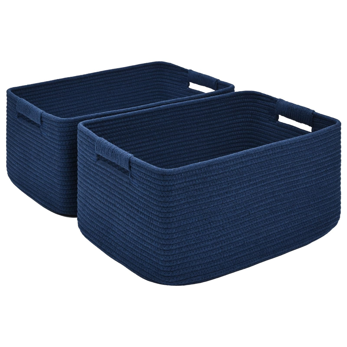 2 Pack Large Storage Basket for Organizing, 17.5"x13"x7" Woven Basket for Shelves, Closet Cube Storage Bins with Wrapped Handle, Cotton Rope Baskets for Kitchen, Clothes, Toys (Natural)