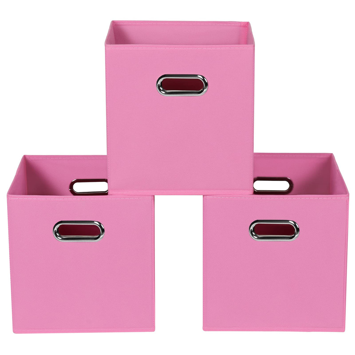 Yunkeeeper storage bins Cubes, Fabric Cube Organizer with Handle, Foldable Cube Bins for Cloth or Accessary Storage, 11x11x11, Set of 3,(Gray)