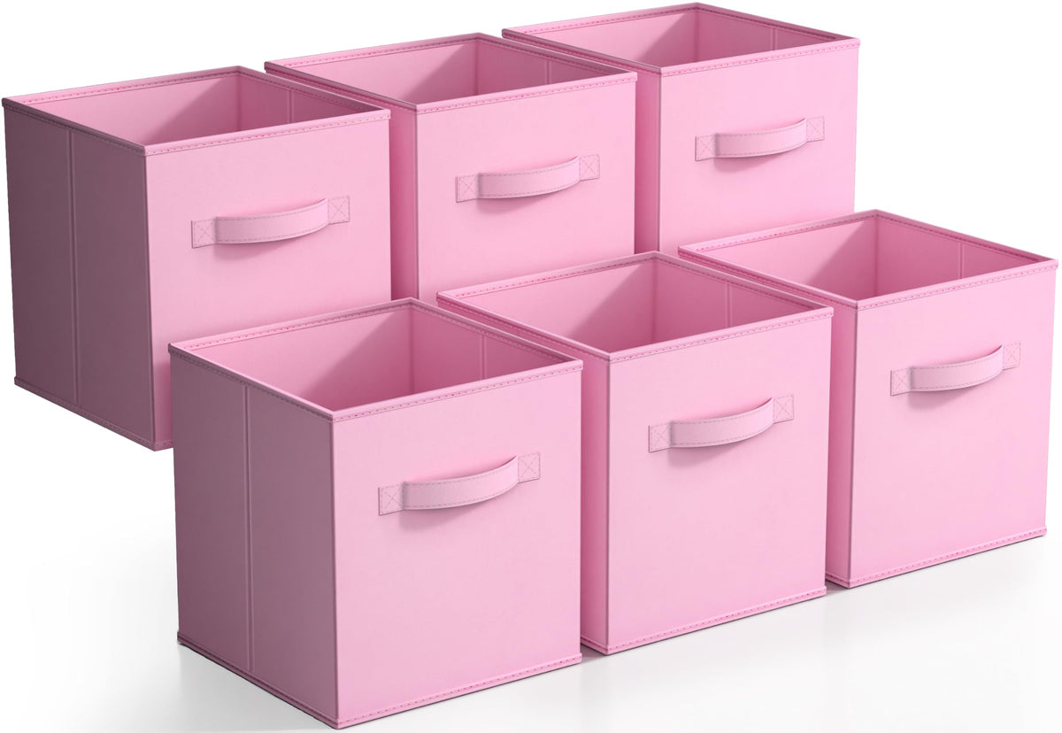 Sorbus Fabric Storage Cubes, 6-Pack Foldable Bins (11 Inch, Dark Green)