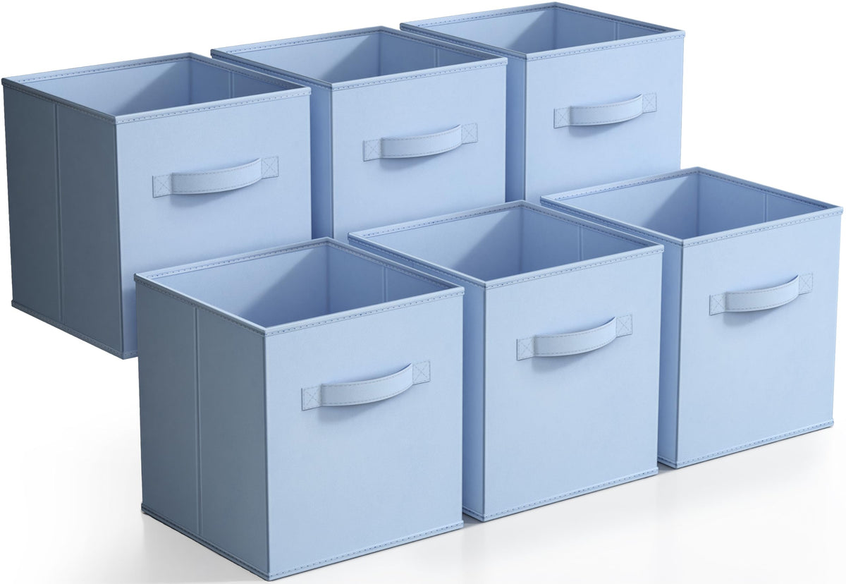 Sorbus Fabric Storage Cubes, 6-Pack Foldable Bins (11 Inch, Dark Green)