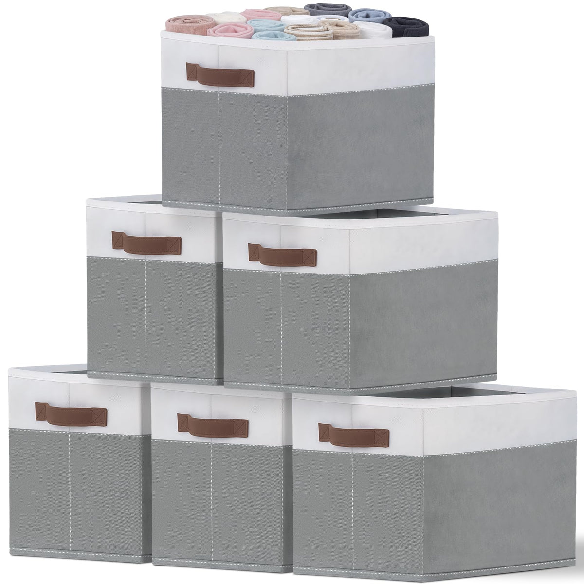 JTIEO 4 Pack Fabric Storage Bins, 15"x11" Large Closet Storage Baskets for Shelves, Cube Canvas Storage Bins for Shelves, Collapsible Linen Closet Organizers and Storage for Organizing Clothes, Toys
