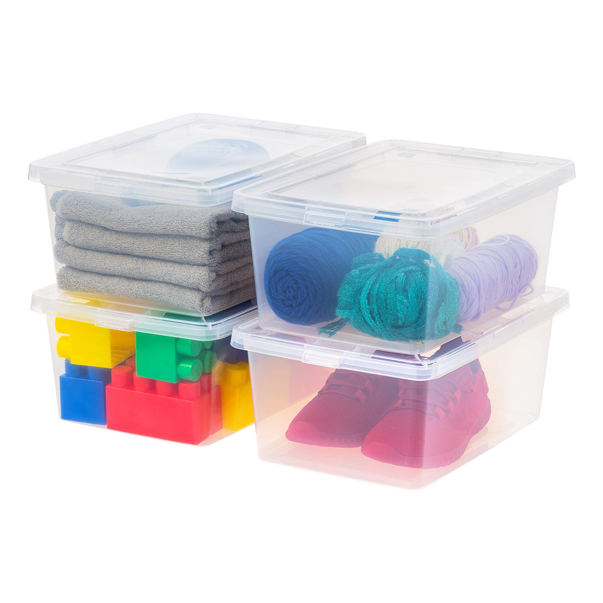 IRIS USA 12-Pack 15 Qt Storage Bins with Lids, Clear, Stackable