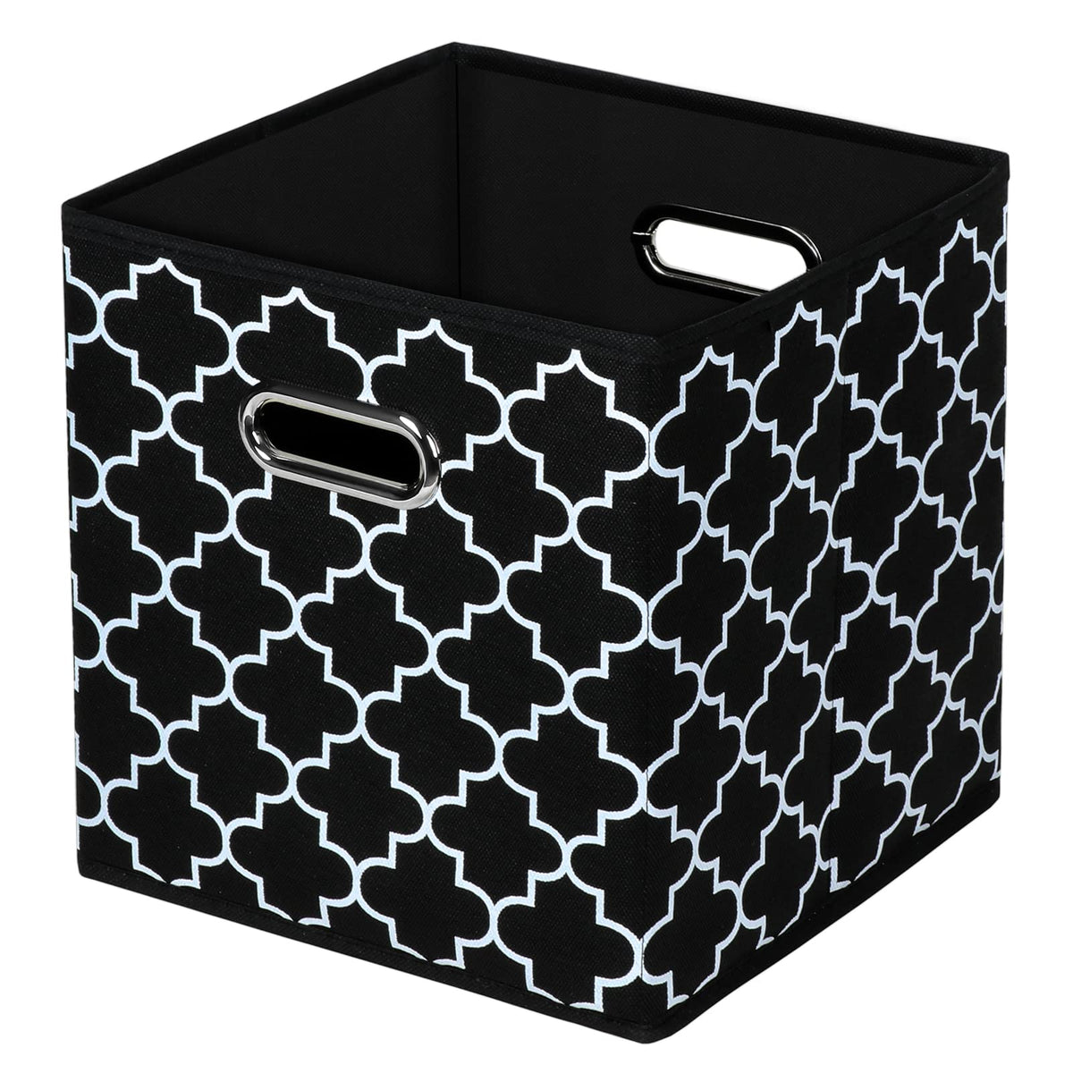 Black Foldable Storage Cubes Bins , Fabric Storage Box Cubes Organizer Baskets with Dual Handles for Home Organizer (Black)