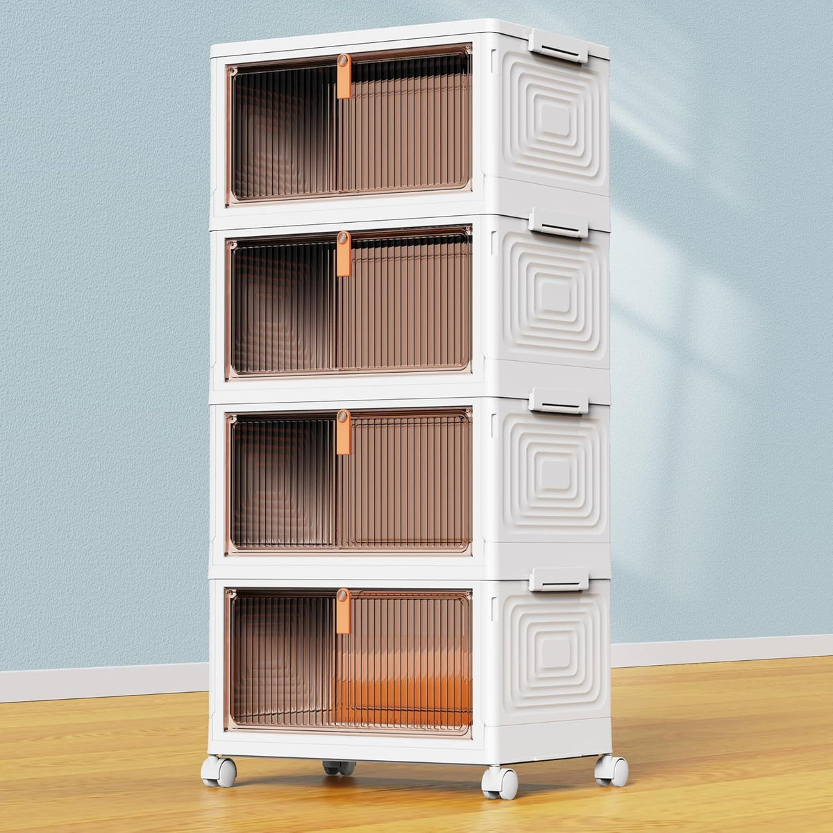 YFXCVSL 4 Tier Plastic Storage Bins with Lid 32QT, Stackable Storage Bins
