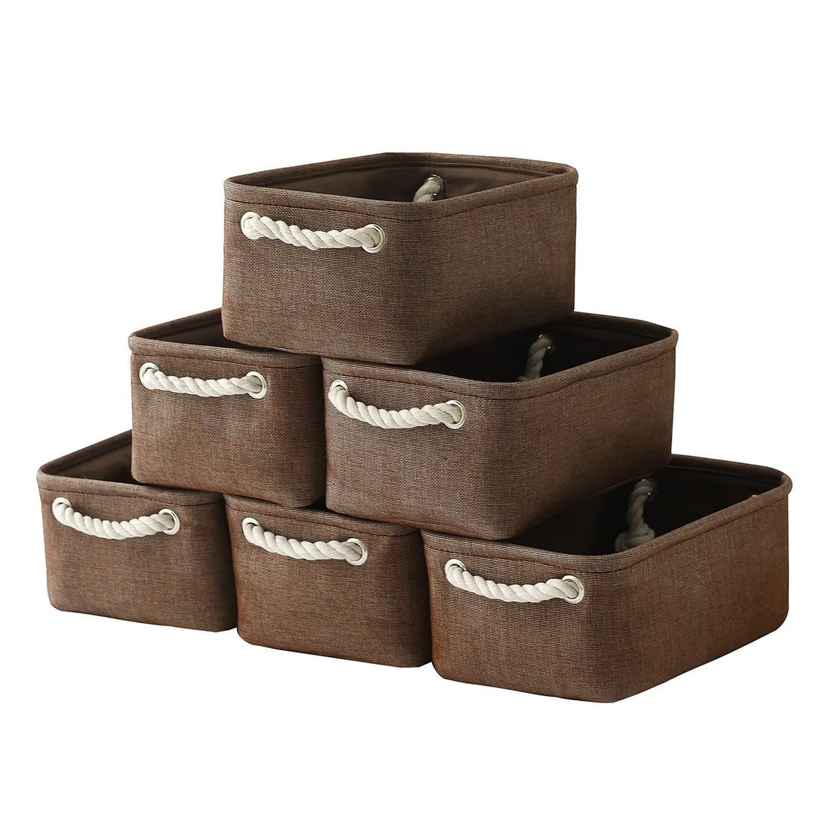 TheWarmHome Storage Basket for Organizing - Medium 3 Pack 14x10x7 inch Fabric Storage Cubes for Shelves with Rope, Collapsible Storage Bin for Organizer Closet Cloth Gift Toy (White & Jean Blue)