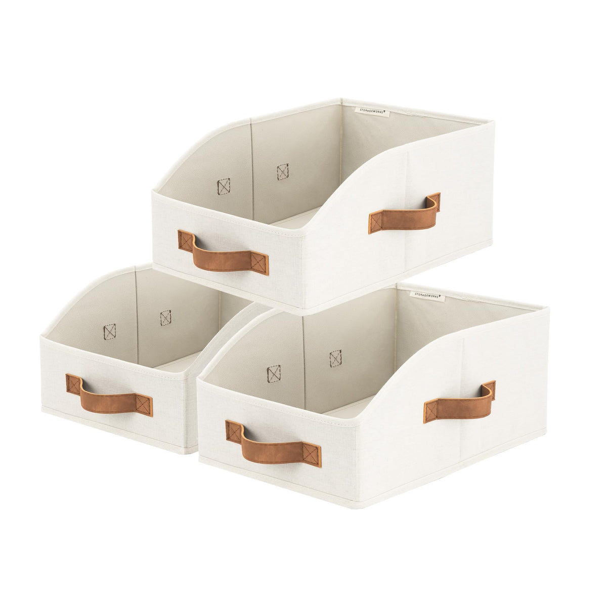 StorageWorks Closet Storage Bins Trapezoid, Beige, Small, 3-Pack