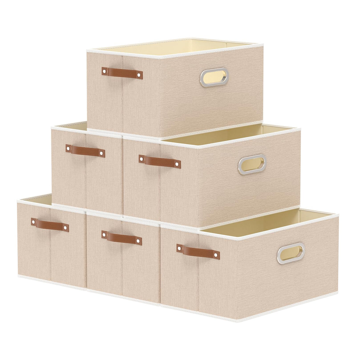Yawinhe Fabric Storage Baskets,13.0x9.1x7.9in,White/Grey,4-Pack