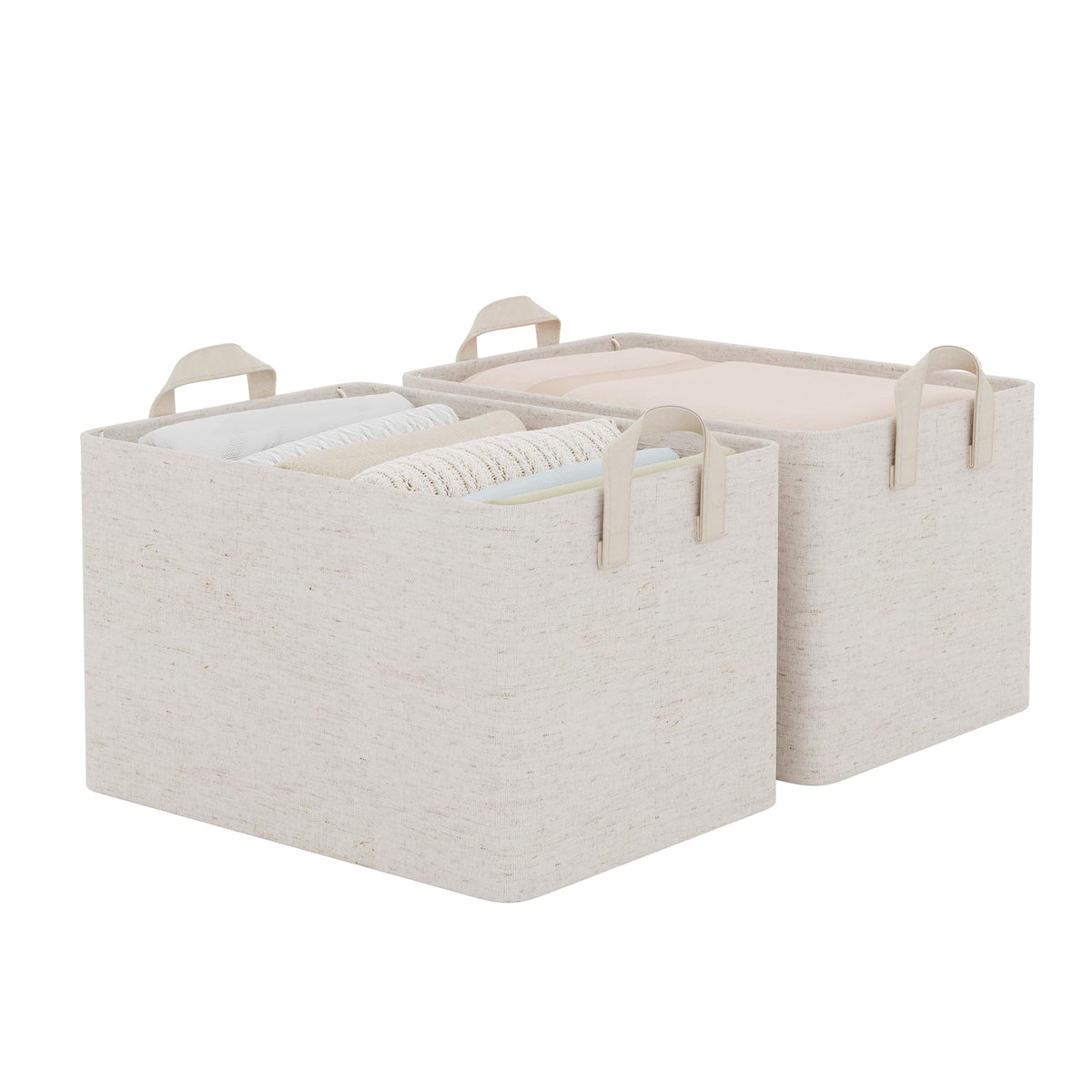 StorageWorks Linen Closet Organizers, Fabric Storage Bin, Beige, 2-Pack