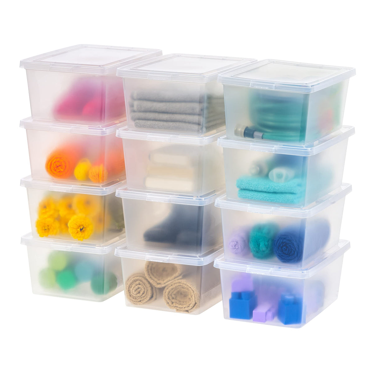 IRIS USA 12-Pack 15 Qt Storage Bins with Lids, Clear, Stackable