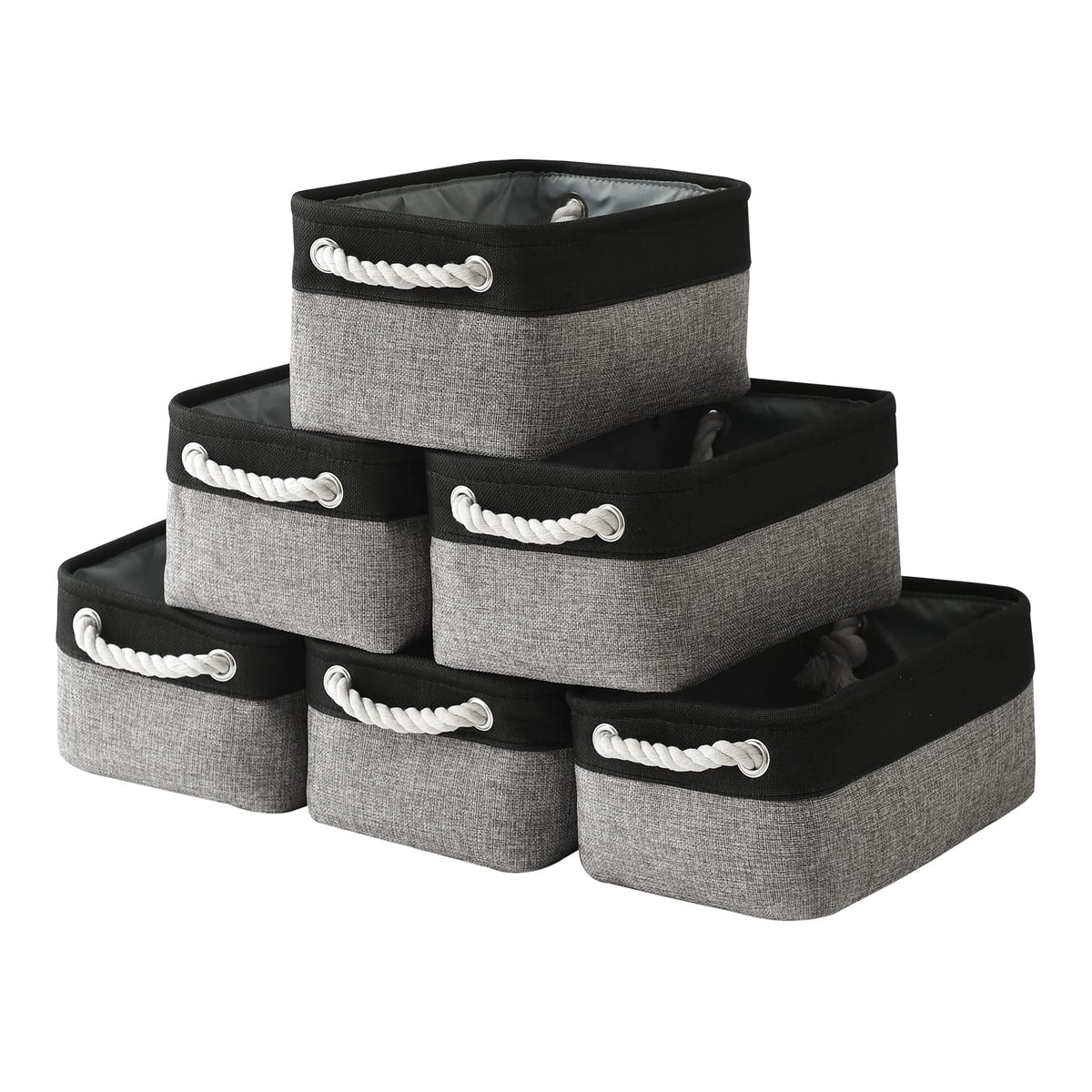 Small Storage Baskets for Shelves,Fabric Storage Baskets for Closet,Rectangular Collapsible Baskets for organizing Clothes,Books,Gifts
