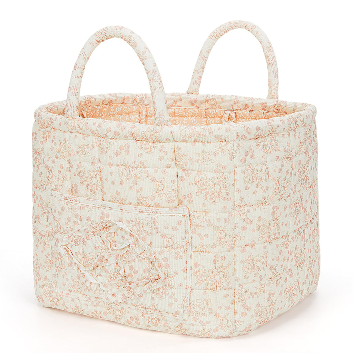Floral Fabric Storage Basket Car Interior Storage Basket Underwear Sundries Laundry Baskets Supplies Home Organizer Bag (Red plaid)