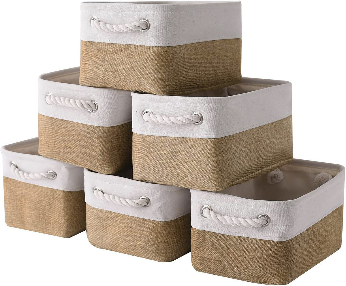 Small Storage Baskets for Shelves,Fabric Storage Baskets for Closet,Rectangular Collapsible Baskets for organizing Clothes,Books,Gifts