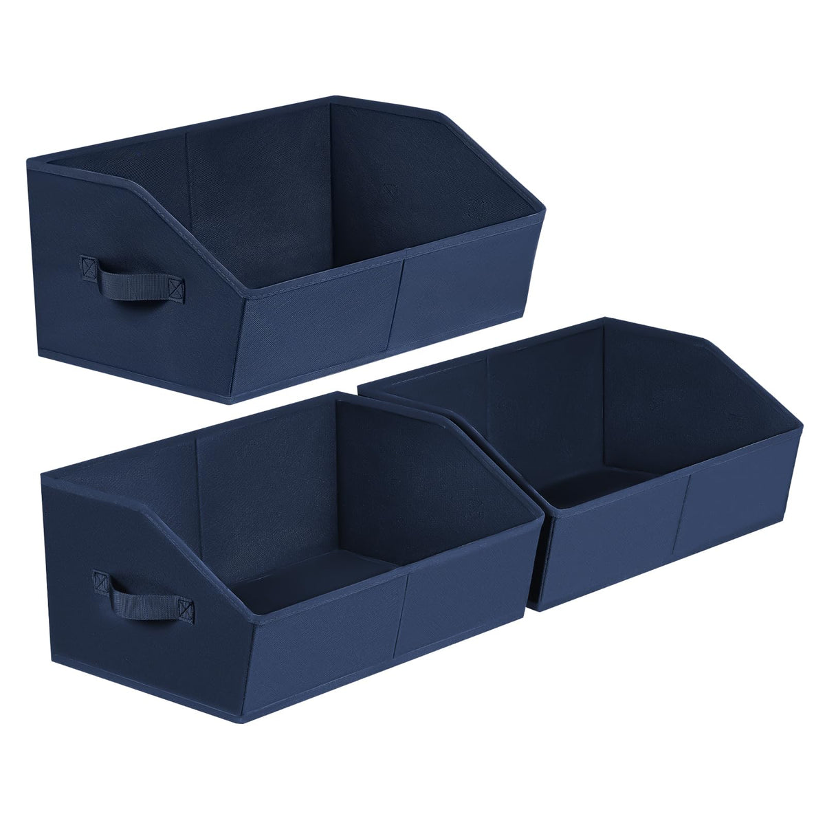 Homsorout Closet Organizers Bins 6 Packs - Large Closet Shelf Organizer with Handles, Fabric Trapezoid Storage Bins, Collapsible Storage Cubes for Clothes, Towels, Light Gray