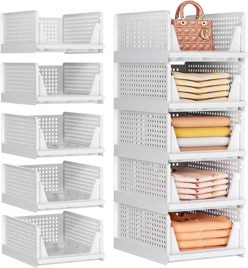 Upgraded Closet Organizers and Storage, Stackable Closet Organizer Basket