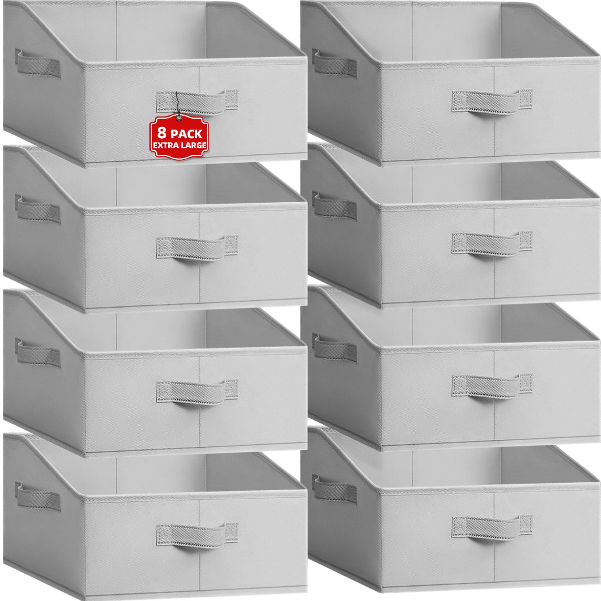 Criusia Closet Organizers Bins 4 Pack - Large Collapsible Shelf Organizer with Handles - Fabric Trapezoid Home Organization and Storage Baskets for Organizing Clothes Toy Blanket Towel Purse Hats