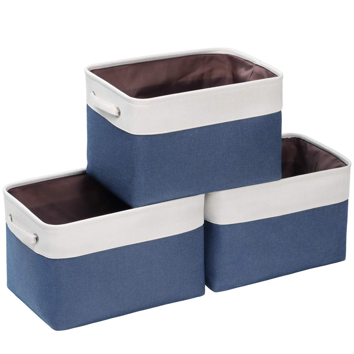 Foldable Storage Bin Collapsible Basket 12" x 10" x 9.5" Cube Storage Organizer Bins with Dual Carry Handles for Home Closet Shelves Drawers Organizer, Set of 3, Grey