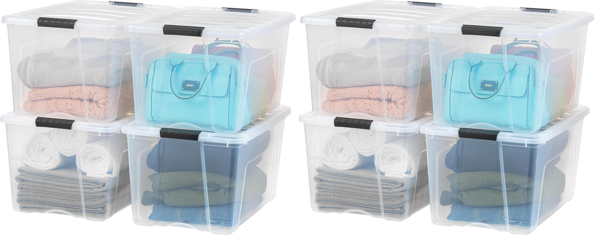 IRIS USA 4-Pack 32 Quart Storage Bins with Lids, Clear