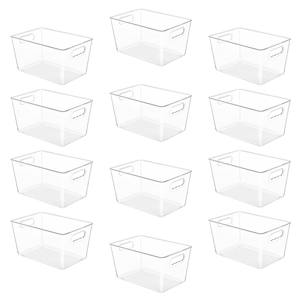 YIHONG 6 Pack Clear Storage Bins, Pantry Organizer Bins with Handle, Large