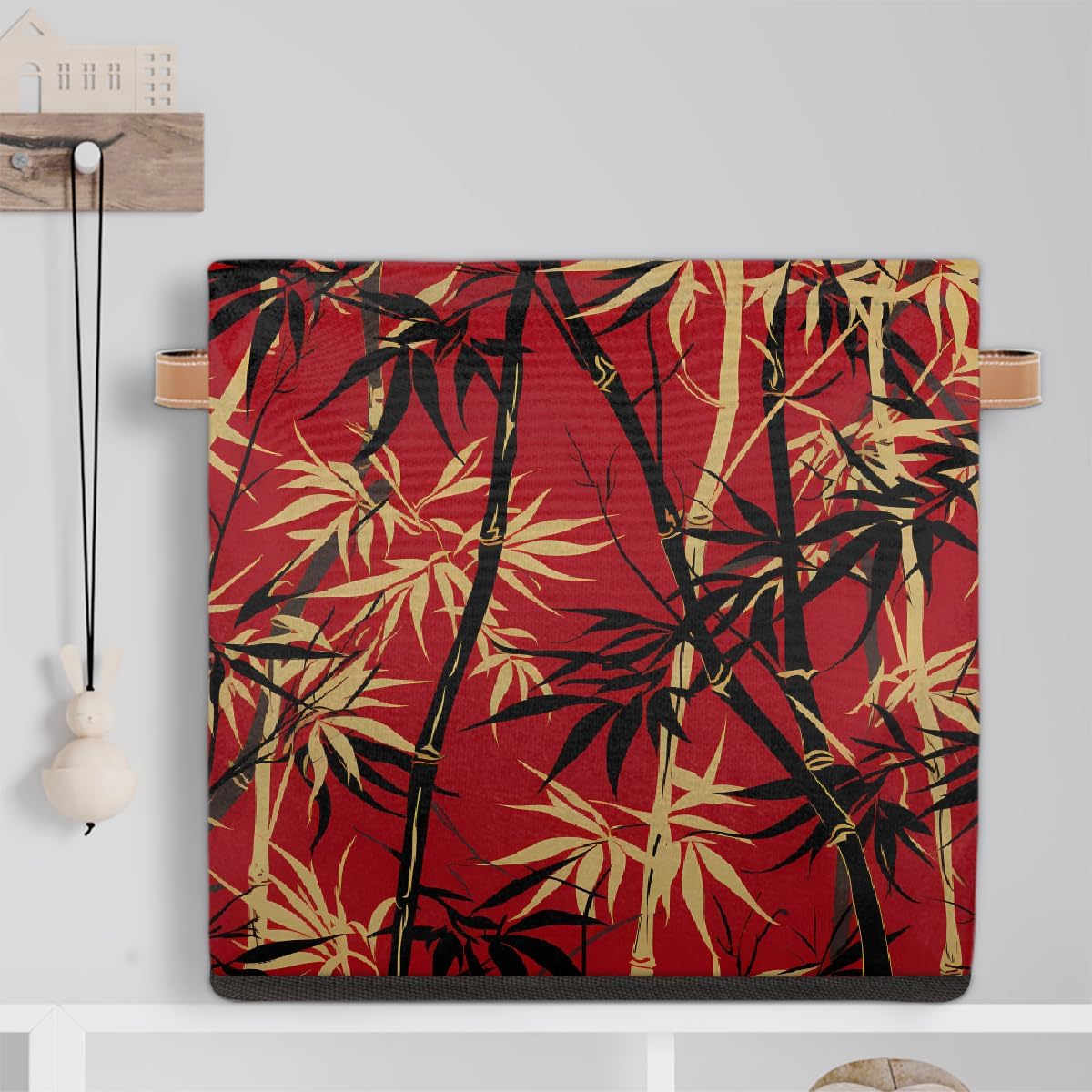 13x13 Cube Storage Bin Vintage Japanese Style Tree Leaves Fabric Storage Basket Organizer for Living Room Shelves Closet