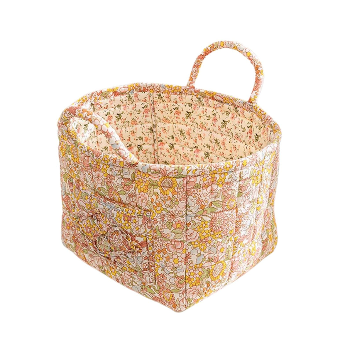 Boho Fabric Storage Basket, Large Capacity Laundry Basket, 12.2'' x 10.23'' x 10.23'' Collapsible Laundry Hamper with Easy Carry Handles (B Multi-Color 1, L)
