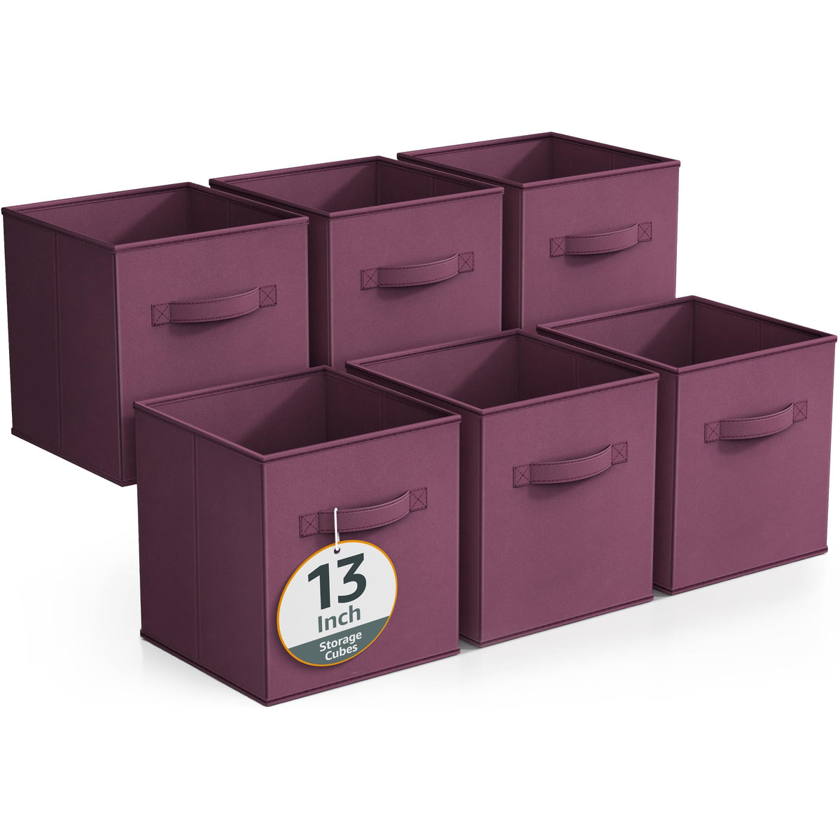 Sorbus Fabric Storage Cubes, 6-Pack Foldable Bins (11 Inch, Dark Green)