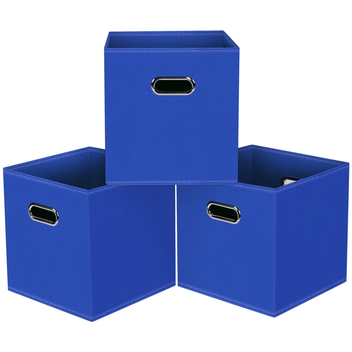 Black Foldable Storage Cubes Bins , Fabric Storage Box Cubes Organizer Baskets with Dual Handles for Home Organizer (Black)