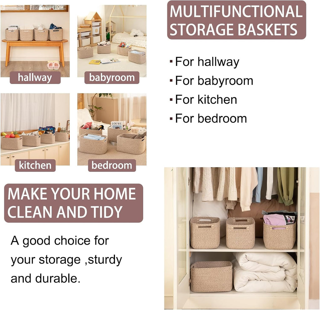 OIAHOMY 4 Pack Storage Baskets for Organizing 15L Cube Storage Bins Brown