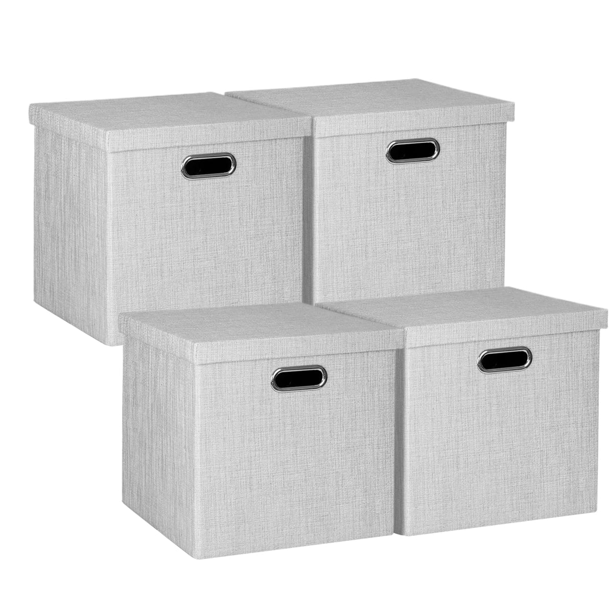 Posprica 3X Thicker Fabric Storage Cubes 13 inch Collapsible Storage Bins for Organization, Cubby Storage Baskets for Organizing Shelf Cabinet Bookcase Boxes, Set of 4, Coffee