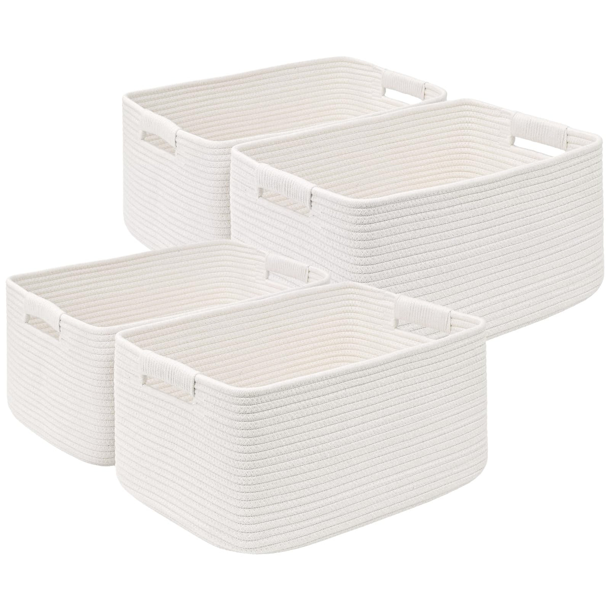 2 Pack Large Storage Basket for Organizing, 17.5"x13"x7" Woven Basket for Shelves, Closet Cube Storage Bins with Wrapped Handle, Cotton Rope Baskets for Kitchen, Clothes, Toys (Natural)