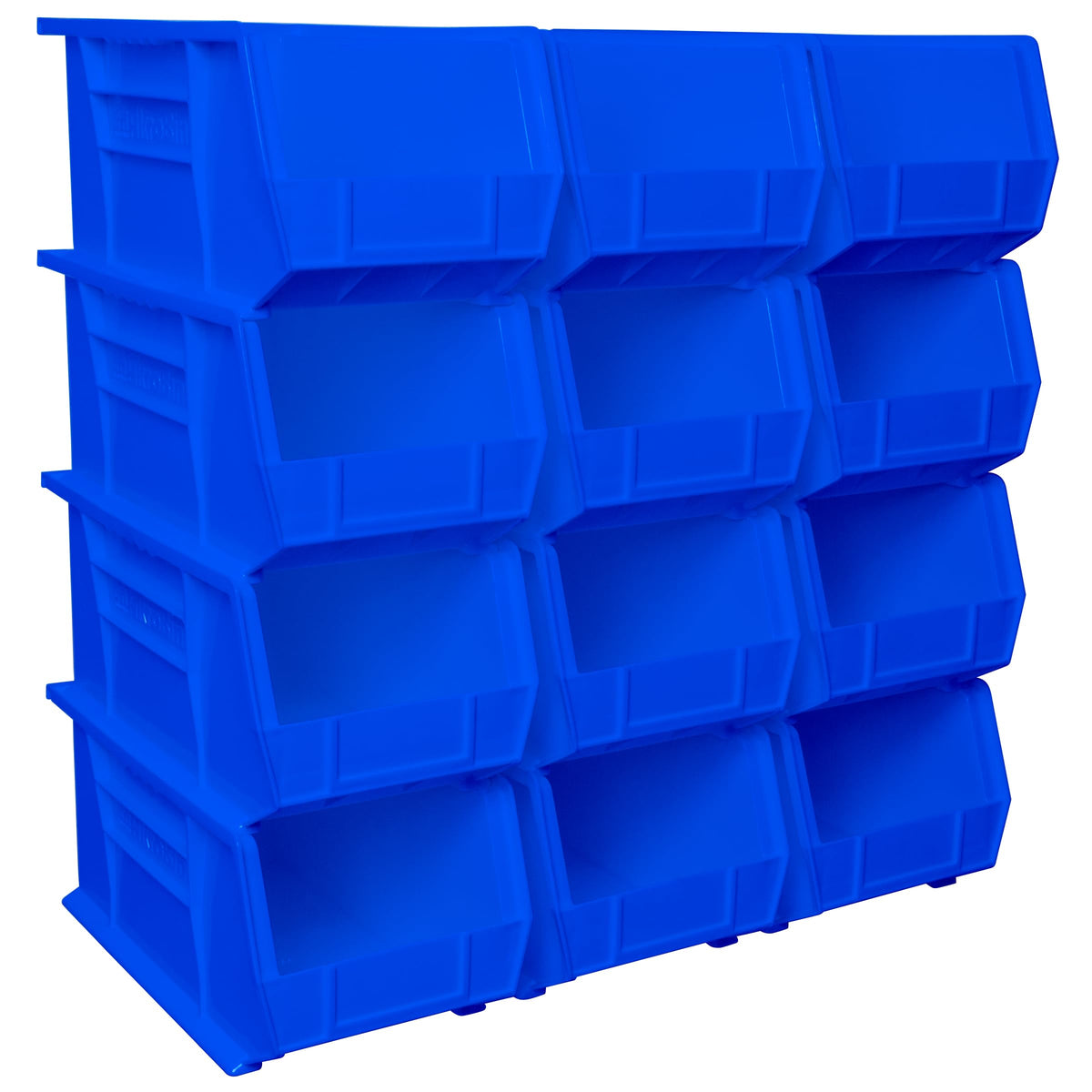 Akro-Mils 12 Pack AkroBins Plastic Storage Bins, Space-Saving Stackable Organizers for Garage, Classroom and Warehouse Organization, Blue