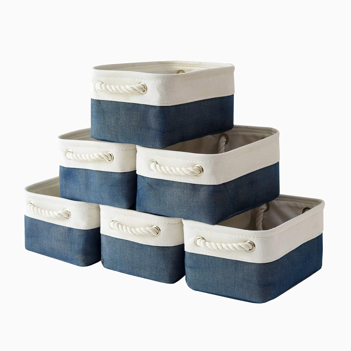 Small Storage Baskets for Shelves,Fabric Storage Baskets for Closet,Rectangular Collapsible Baskets for organizing Clothes,Books,Gifts