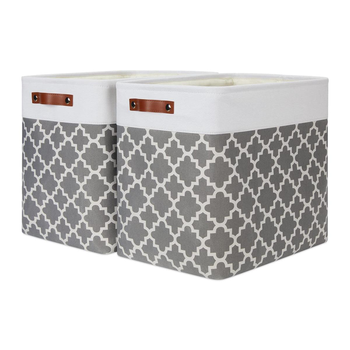 DULLEMELO Extra Large Storage Baskets, Fabric Storage Bins for Organizing Shelves Nursery Toys Books, Closet Baskets and Bins with Handles, Black&Grey, 2-Pack