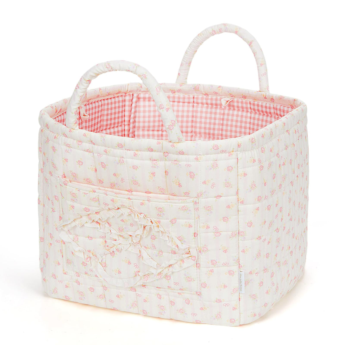Floral Fabric Storage Basket Car Interior Storage Basket Underwear Sundries Laundry Baskets Supplies Home Organizer Bag (Red plaid)