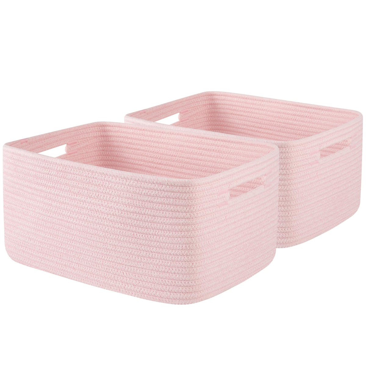 OIAHOMY Storage Basket for Shelves, Closet Cube Storage Bins Baskets for Clothes Blanket Towels, Baby Nursery, Toy Baskets Box, Woven Rope Basket, 15.75 * 11.81 * 7.09 IN, 2 Packs Brown
