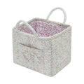 Quilted Fabric Storage Basket with Handles & Pocket, Foldable Laundry Hamper Boho Floral Print Organizer Bin for Home, Picnic, Office 12"x10"x10" (A-1)
