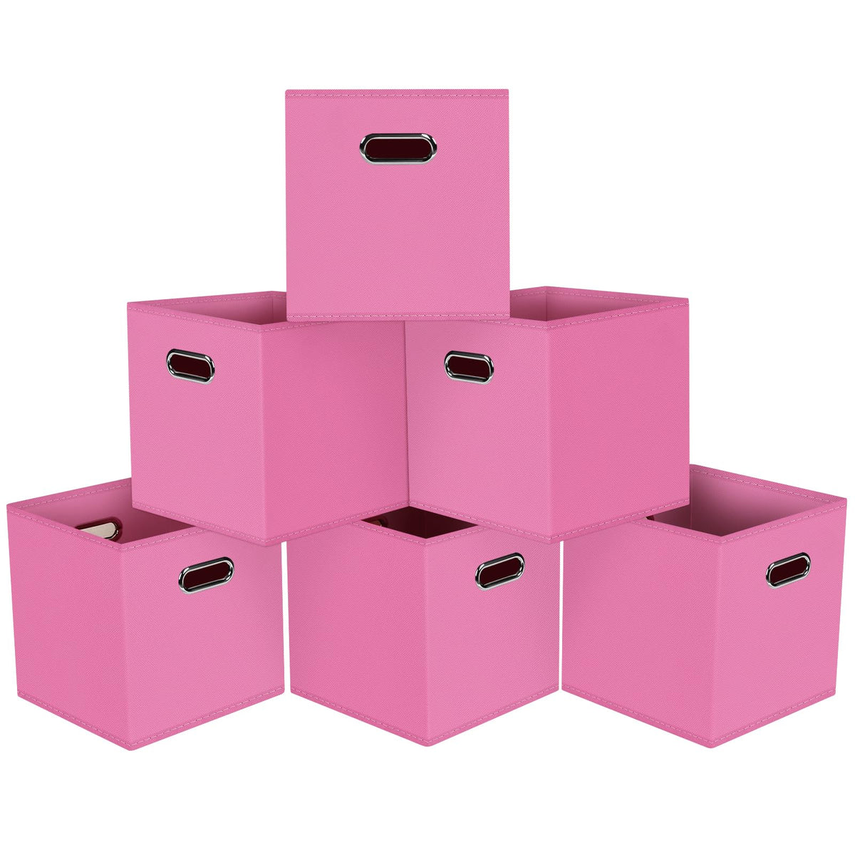 Black Foldable Storage Cubes Bins , Fabric Storage Box Cubes Organizer Baskets with Dual Handles for Home Organizer (Black)
