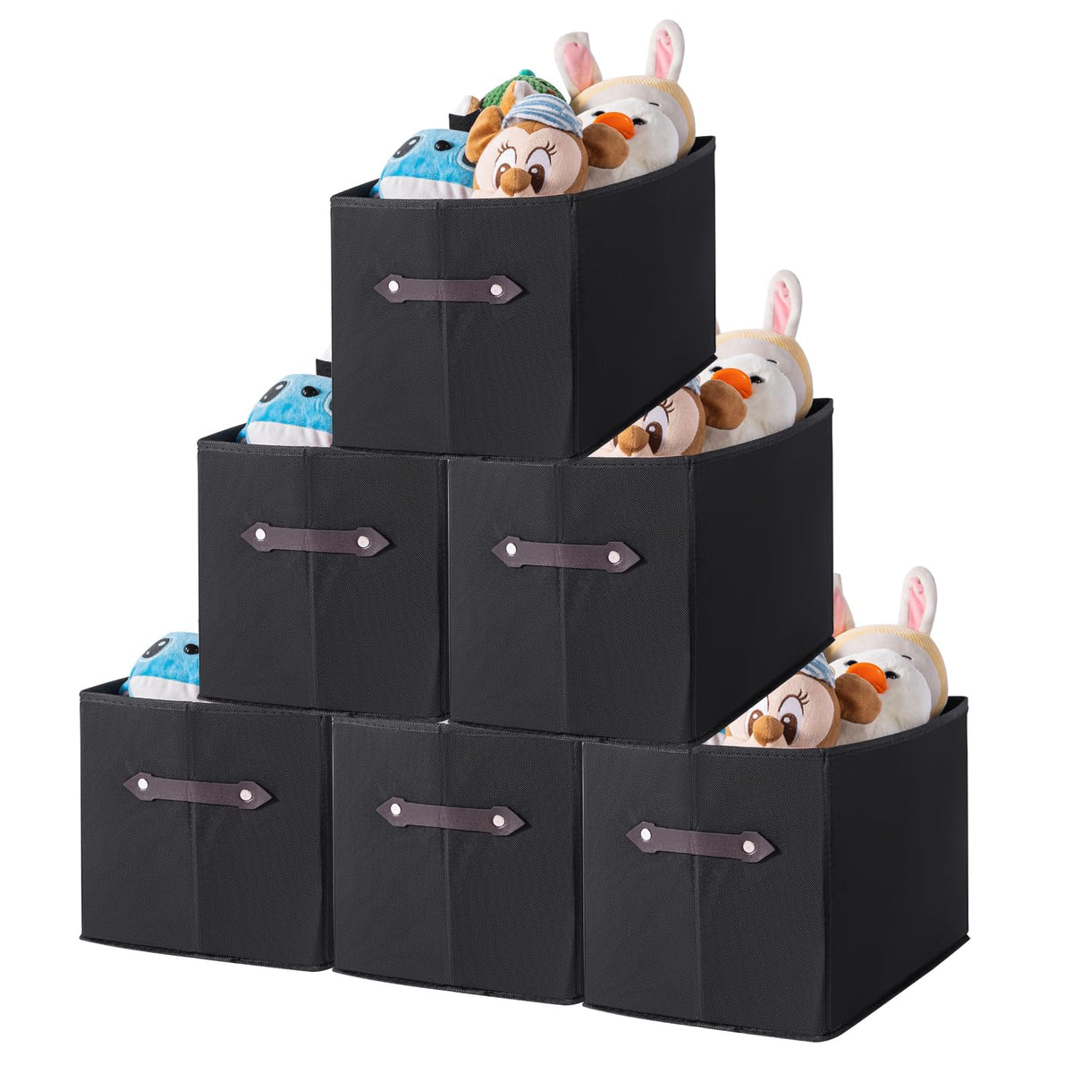1 Pack Large Collapsible Storage Baskets for Shelves,14.9"x9.5" Fabric Closet storage Boxes with Leather Handles,Decorative Organizers Storage Bins for Clothes,Sheets,Books,(Purple Houndstooth