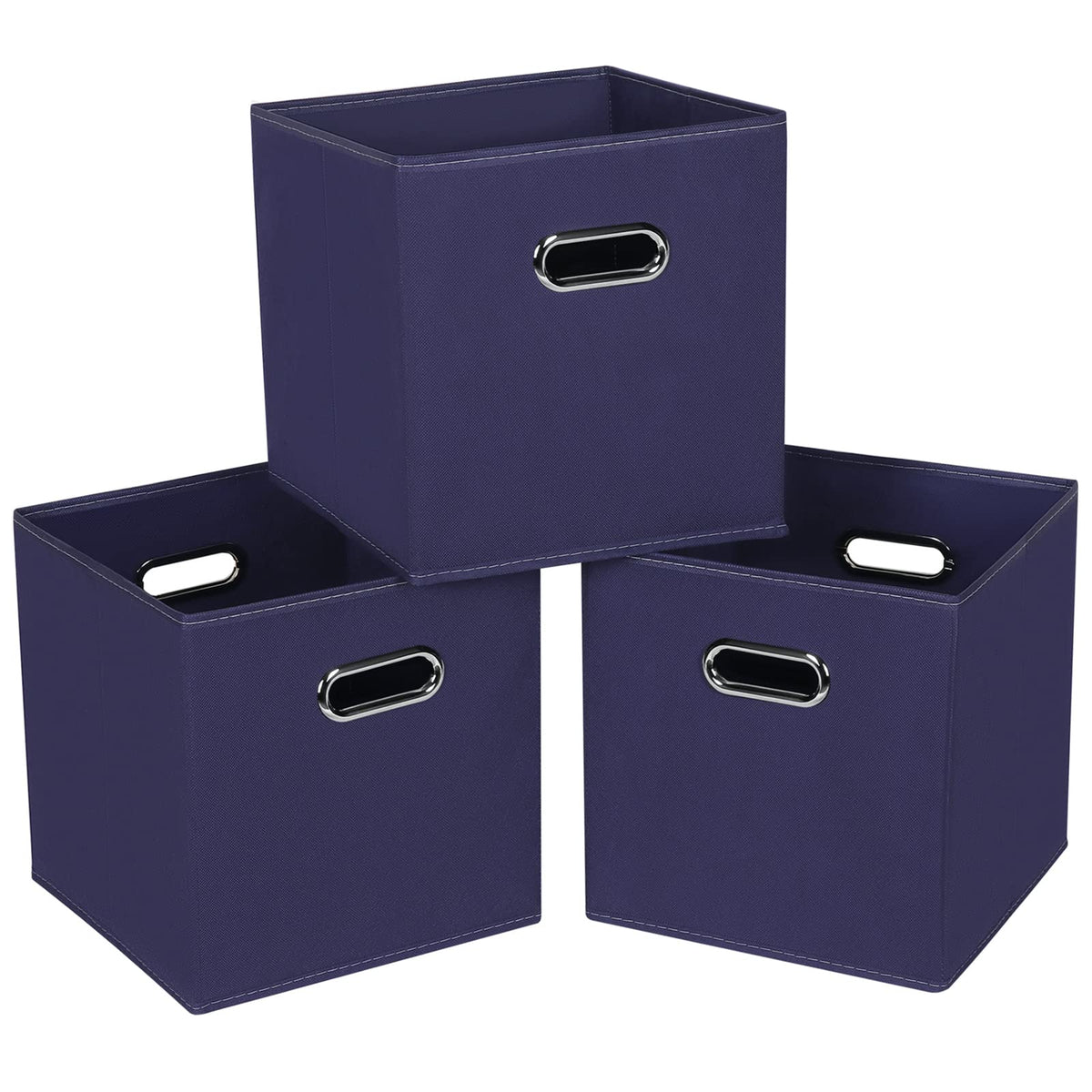 Fabric Cloth Storage Bins,Cube Organizer with Dual Handles Foldable Baskets for Home Bedroom,Set of 3, Black