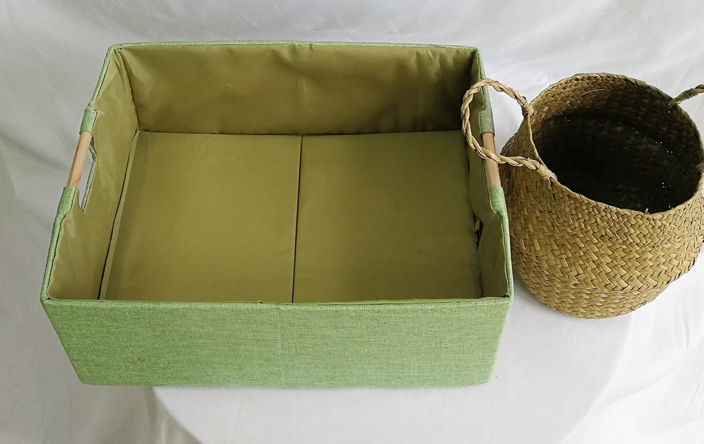 Storage Bin for Shelves Rectangle Closet Baskets Foldable Box with Handles, Gray Storage Bins, Storage Boxes for Home Office Car Dormroom