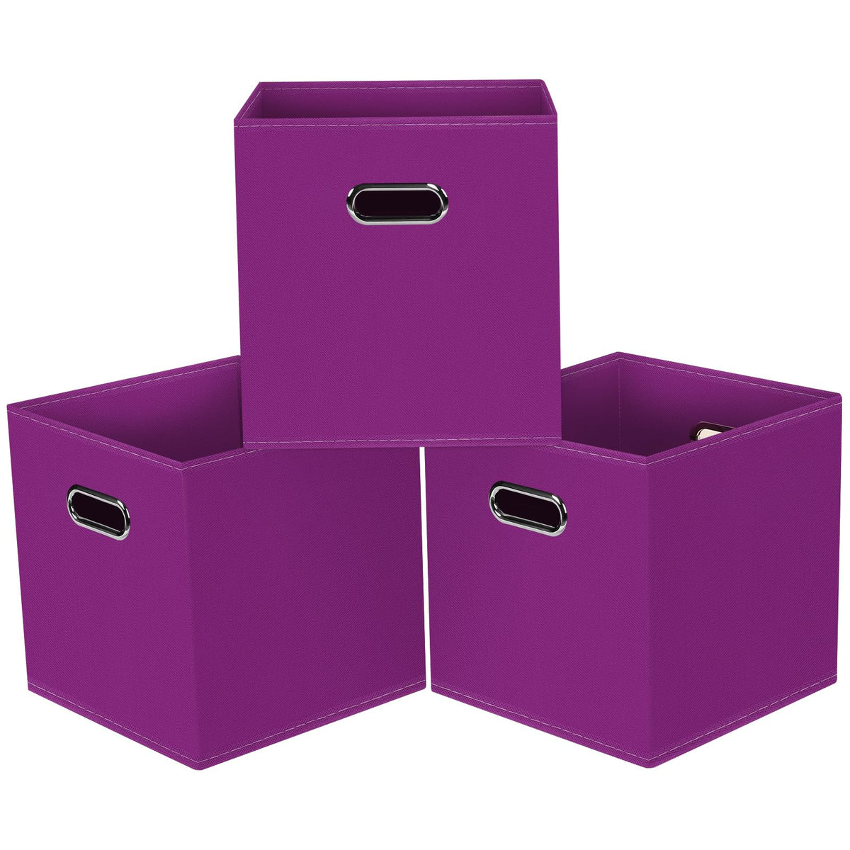 Black Foldable Storage Cubes Bins , Fabric Storage Box Cubes Organizer Baskets with Dual Handles for Home Organizer (Black)