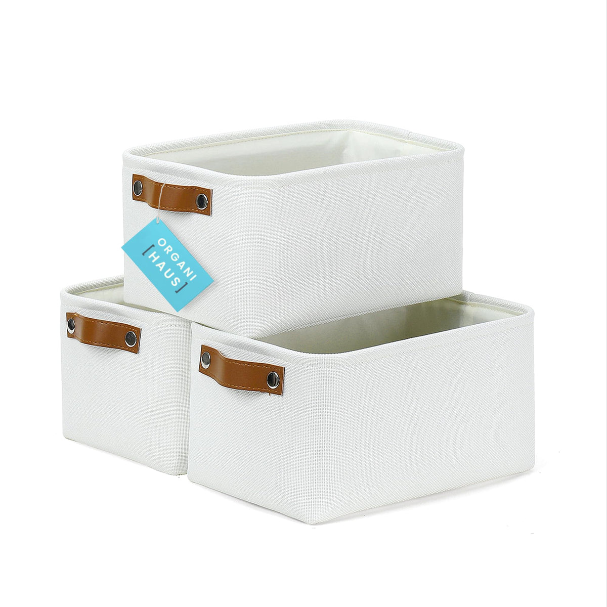 OrganiHaus 16x12.5in Storage Baskets, 3 Pack - Fabric Bins for Shelves