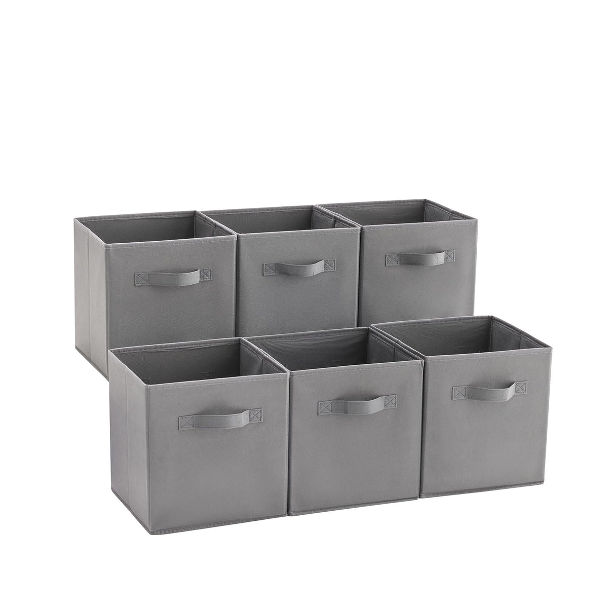 MAX Houser Foldable Fabric Storage Bins with Dual Plastic Handles, Grey